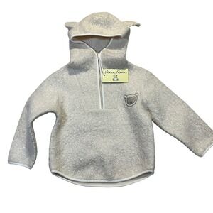 Patrick Francis Sheep 1/4 Zip Hoody Kids 1-2 Cream Sherpa Irish Animal Ears Cozy
